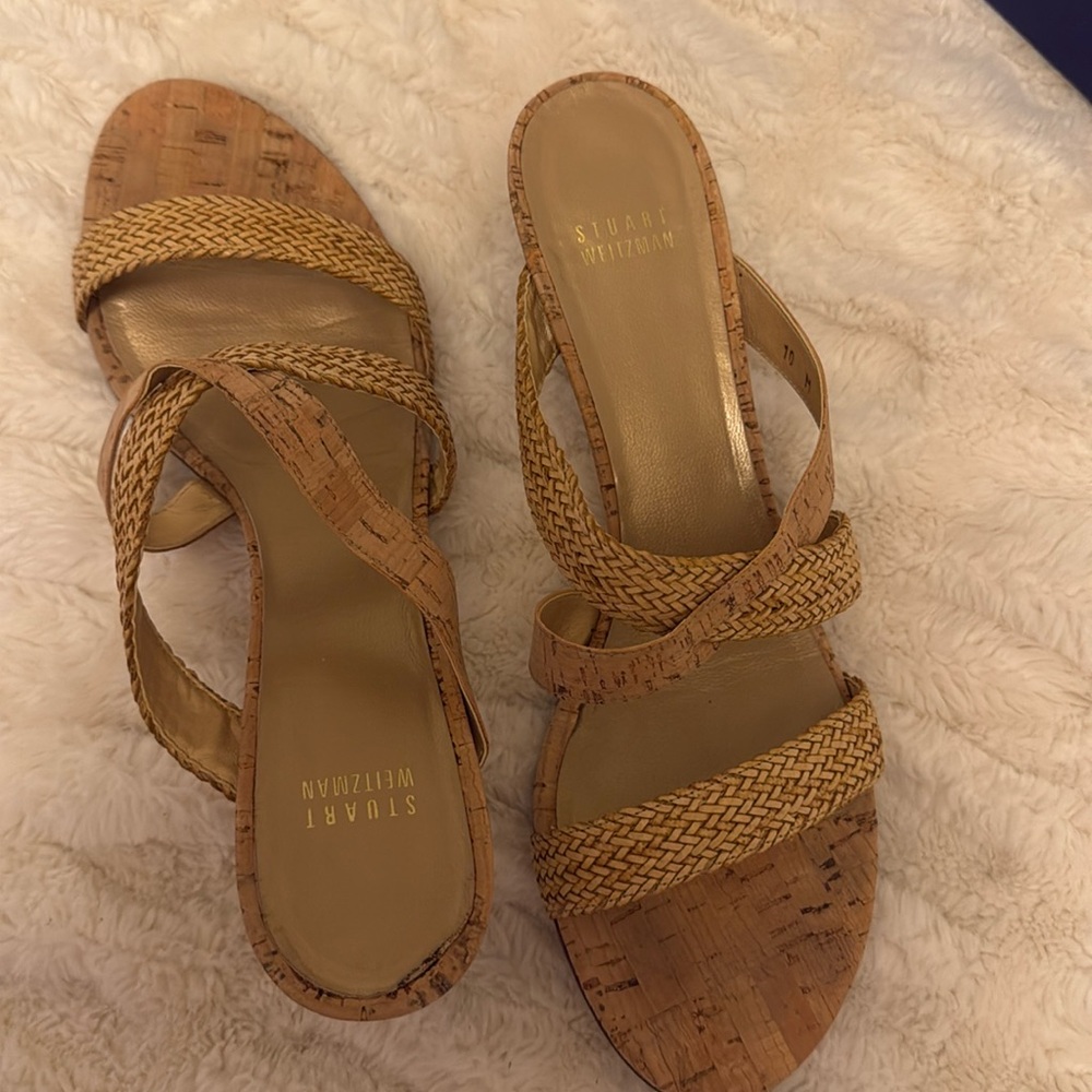 Stewart Weitzman purebred camel Laniard sandal